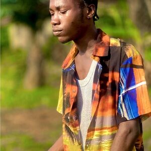 Orange and Blue Lightweight Shirt Jacket